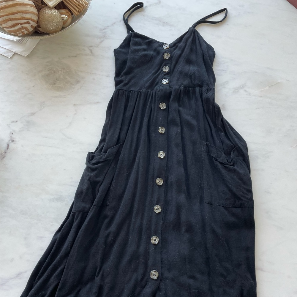 Good luck gem black midi sun dress with pockets